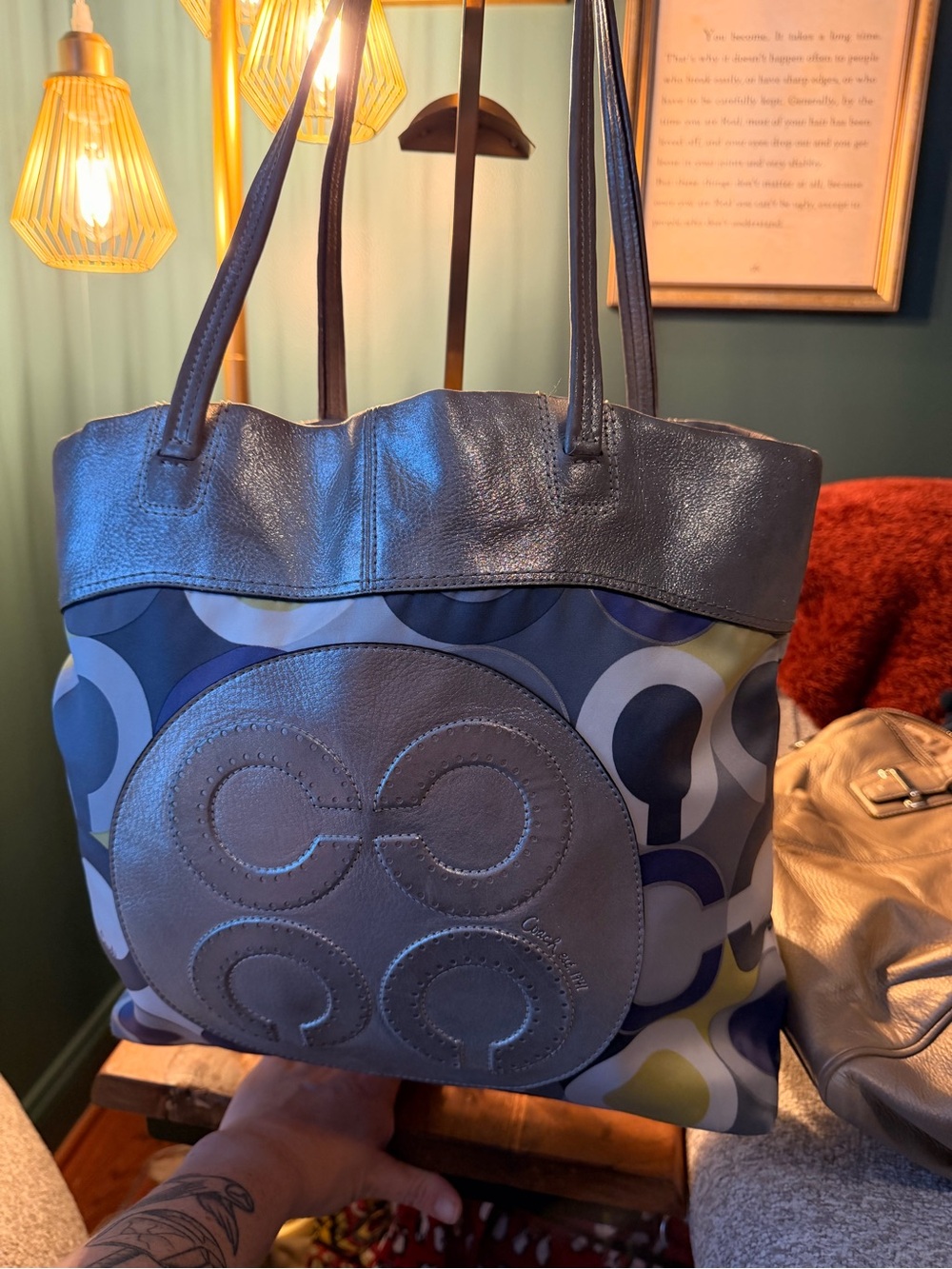 Coach Julia Op Art Signature Scarf Print Perry Tote